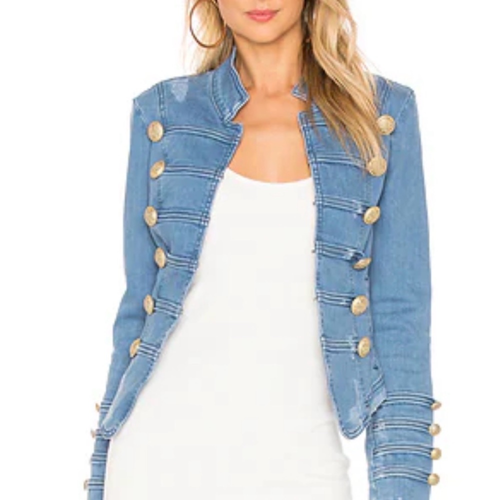 Free People Light Blue Military-Style Jean Jacket - Picture 2 of 14